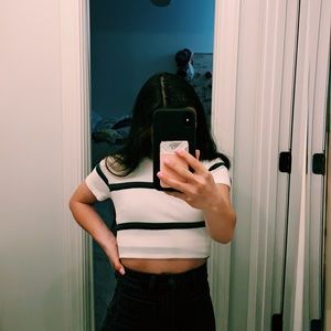 Green striped brandy Melville crop top